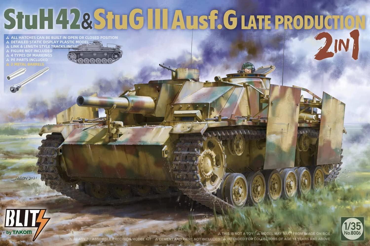 Takom 8006 StuH 42 & Stug III Ausf.G Late Production 2 In 1 1/35 Model Kit - A-Z Toy Hobby