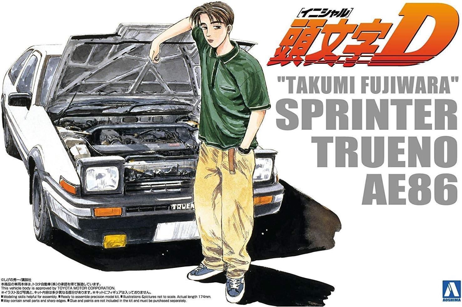 Aoshima 05960 Initial D 5 Takumi Fujiwara 86 Trueno Vol.1 Ver. Toyota 1/24 Model Kit - A-Z Toy Hobby