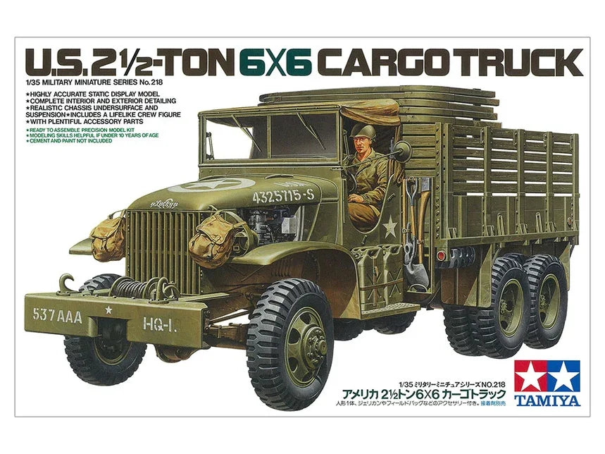 Tamiya 35218 US 2.5 Ton 6X6 Cargo Truck 1/35 Model Kit - A-Z Toy Hobby
