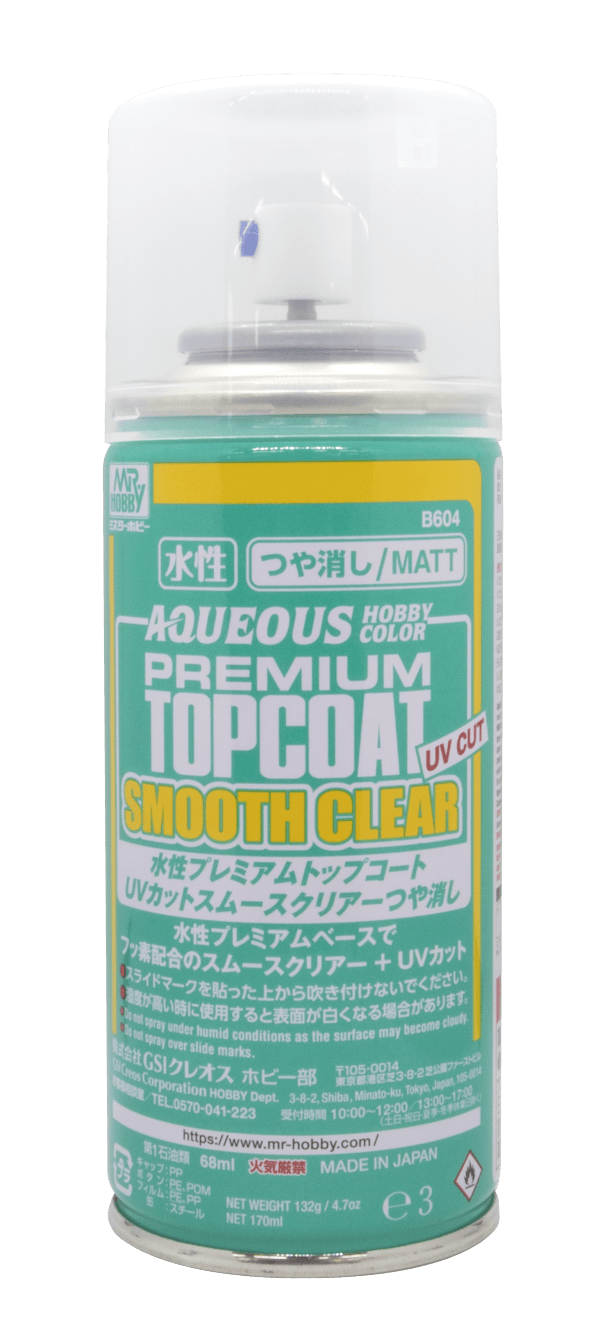 Mr. Hobby B604 Aqueous Color Premium Top Coat Smooth Clear UV Cut Matt Spray Paint - A-Z Toy Hobby