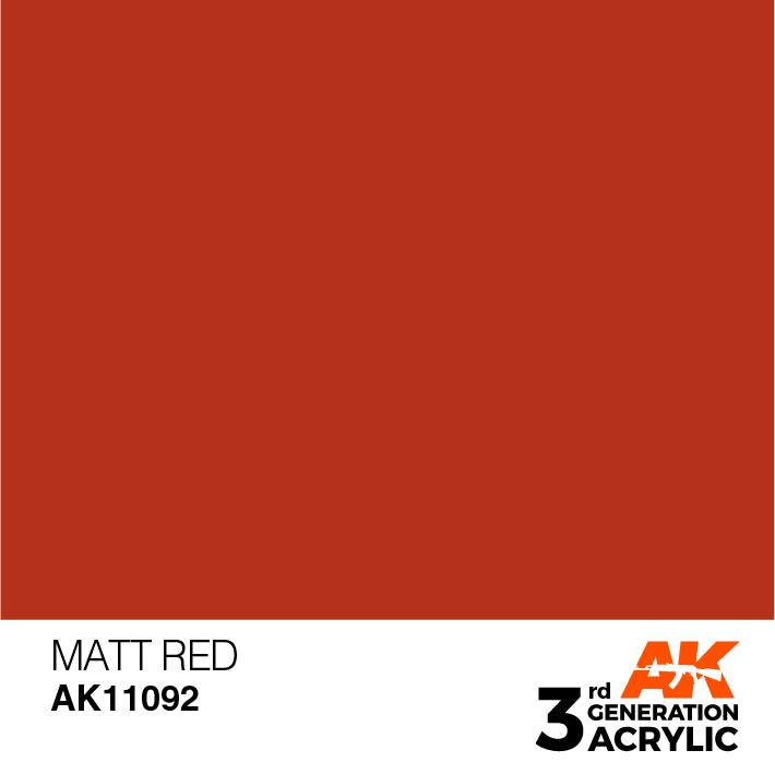 AK Interactive AK11092 3G Matt Red Acrylic Paint 17ml - A-Z Toy Hobby