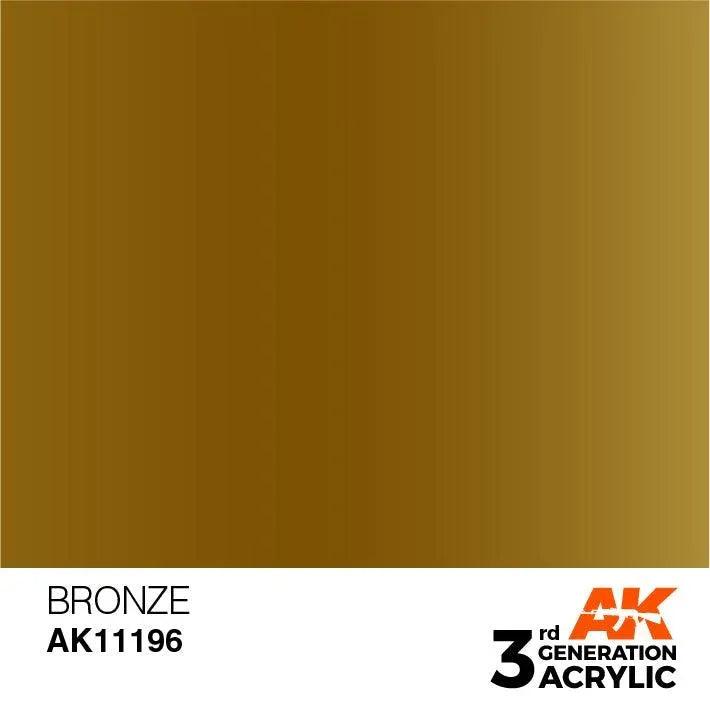 AK Interactive AK11196 3G Bronze Acrylic Paint 17ml - A-Z Toy Hobby