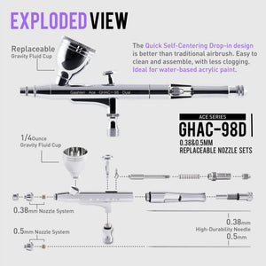 Gaahleri GHAC-98D Ace 0.35mm & 0.5mm Airbrush - A-Z Toy Hobby