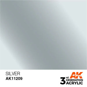 AK Interactive AK11209 3G Silver Acrylic Paint 17ml - A-Z Toy Hobby