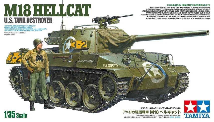 Tamiya 35376 US Tank Destroyer M18 Hellcat 1/35 Model Kit - A-Z Toy Hobby