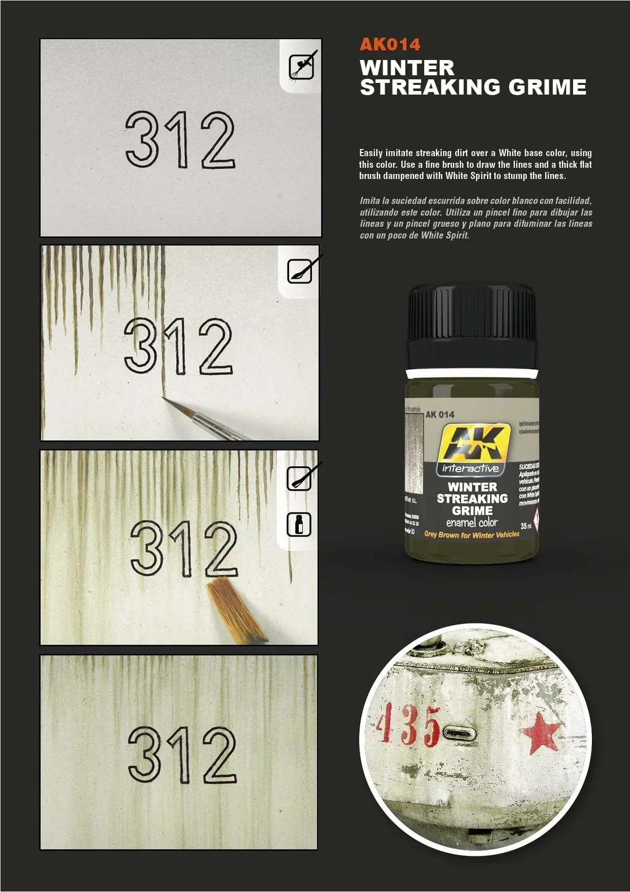 AK Interactive AK014 Weathering Winter Streaking Grime Enamel 35ml - A-Z Toy Hobby