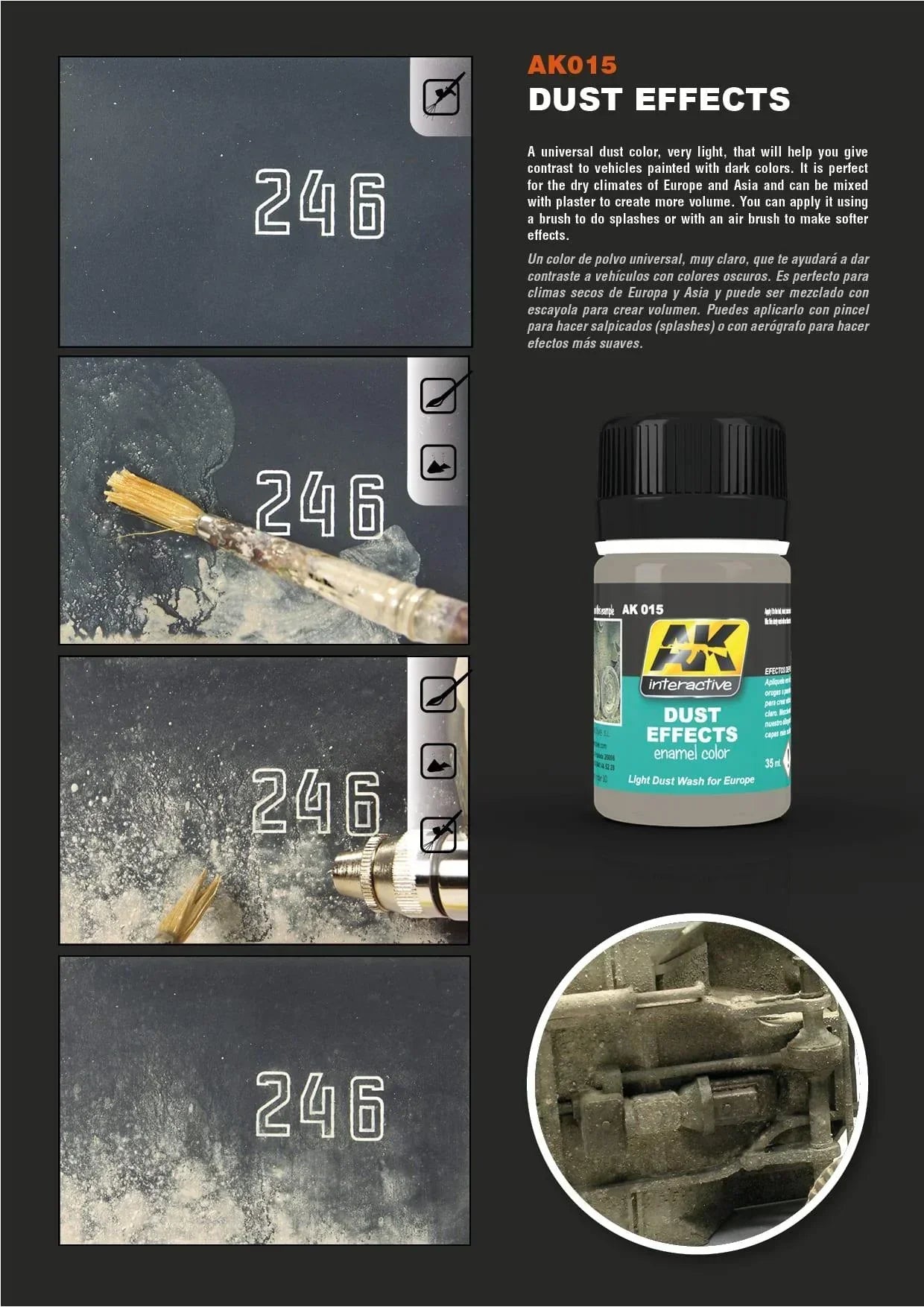 AK Interactive AK015 Weathering Dust Effects Enamel 35ml - A-Z Toy Hobby