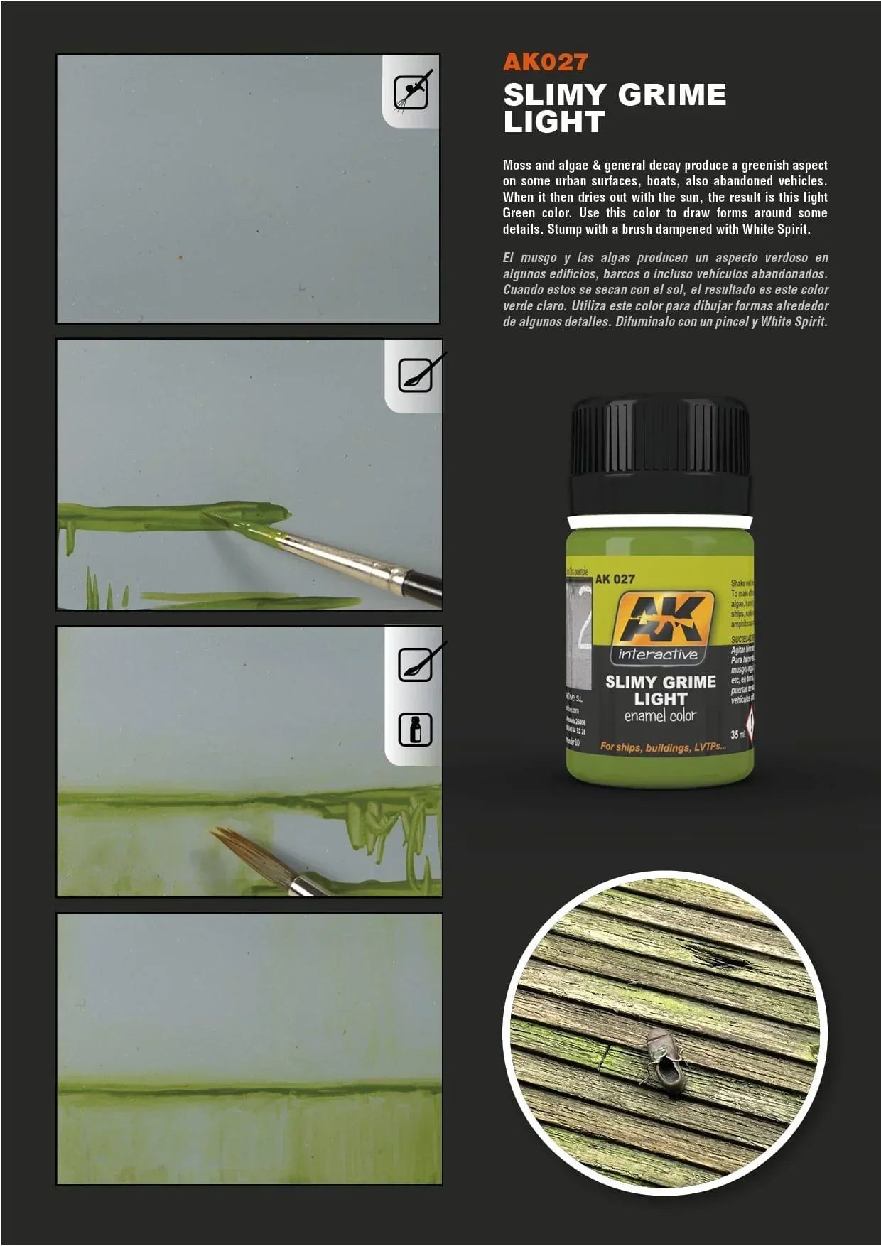 AK Interactive AK027 Weathering Slimy Grime Light Enamel 35ml - A-Z Toy Hobby