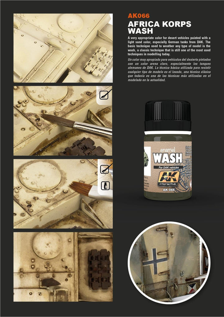 AK Interactive AK066 Weathering Africa Korps Wash Enamel 35ml - A-Z Toy Hobby