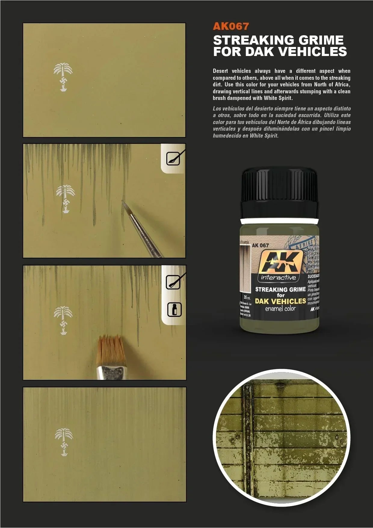 AK Interactive AK067 Weathering Streaking Grime for DAK Vehicles Enamel 35ml - A-Z Toy Hobby