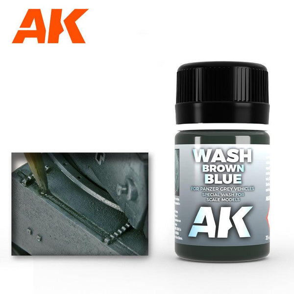 AK Interactive AK070 Weathering Brown Blue Wash for Panzer Gray Vehicles Enamel 35ml - A-Z Toy Hobby