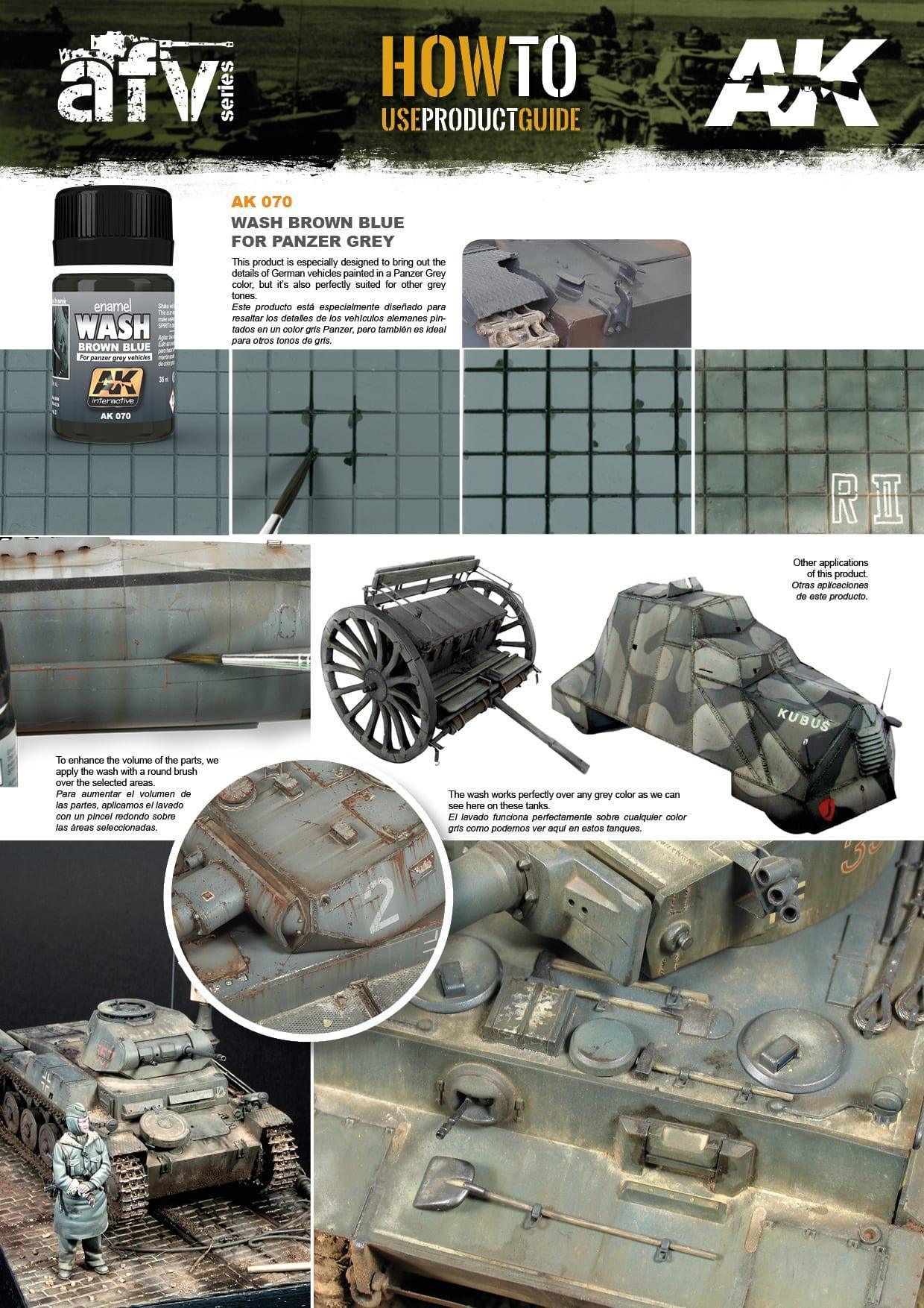 AK Interactive AK070 Weathering Brown Blue Wash for Panzer Gray Vehicles Enamel 35ml - A-Z Toy Hobby