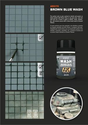 AK Interactive AK070 Weathering Brown Blue Wash for Panzer Gray Vehicles Enamel 35ml - A-Z Toy Hobby