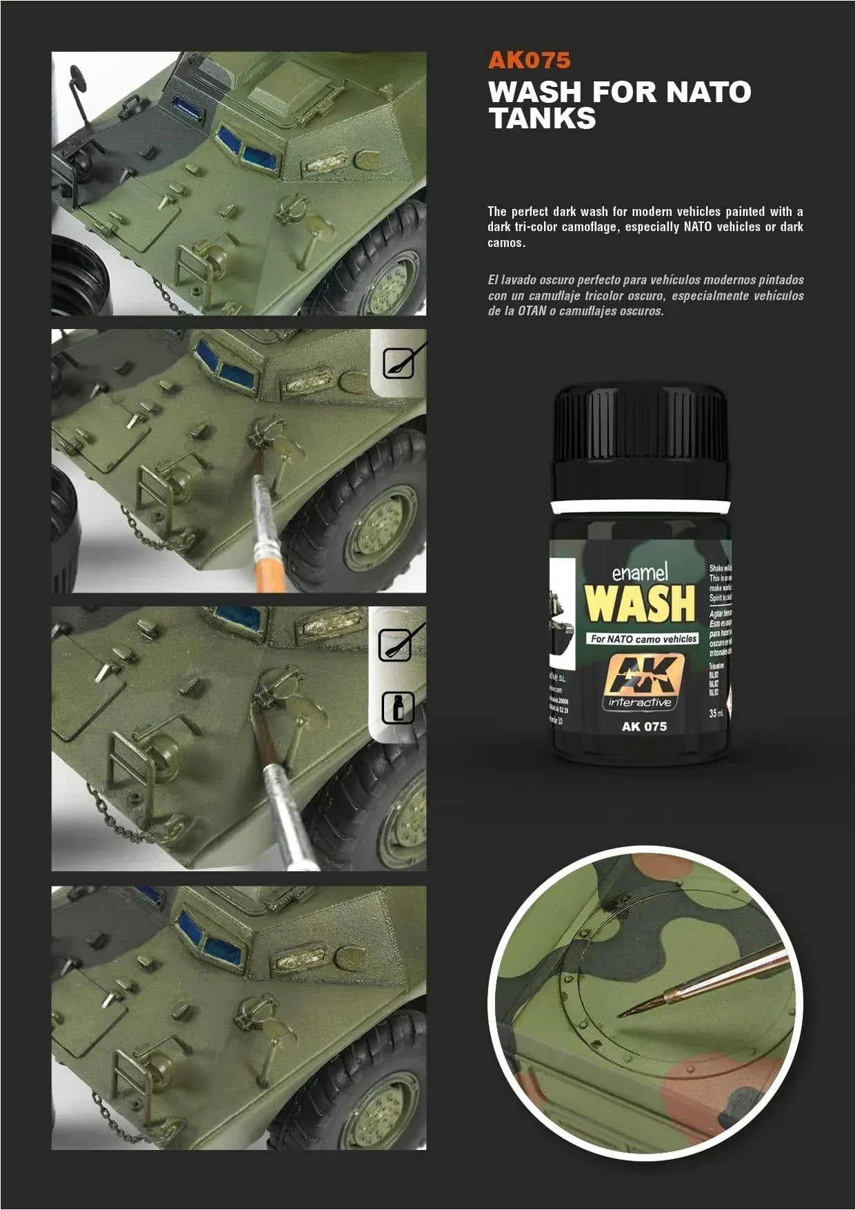AK Interactive AK075 Weathering Wash for Nato Camo Vehicles Enamel 35ml - A-Z Toy Hobby