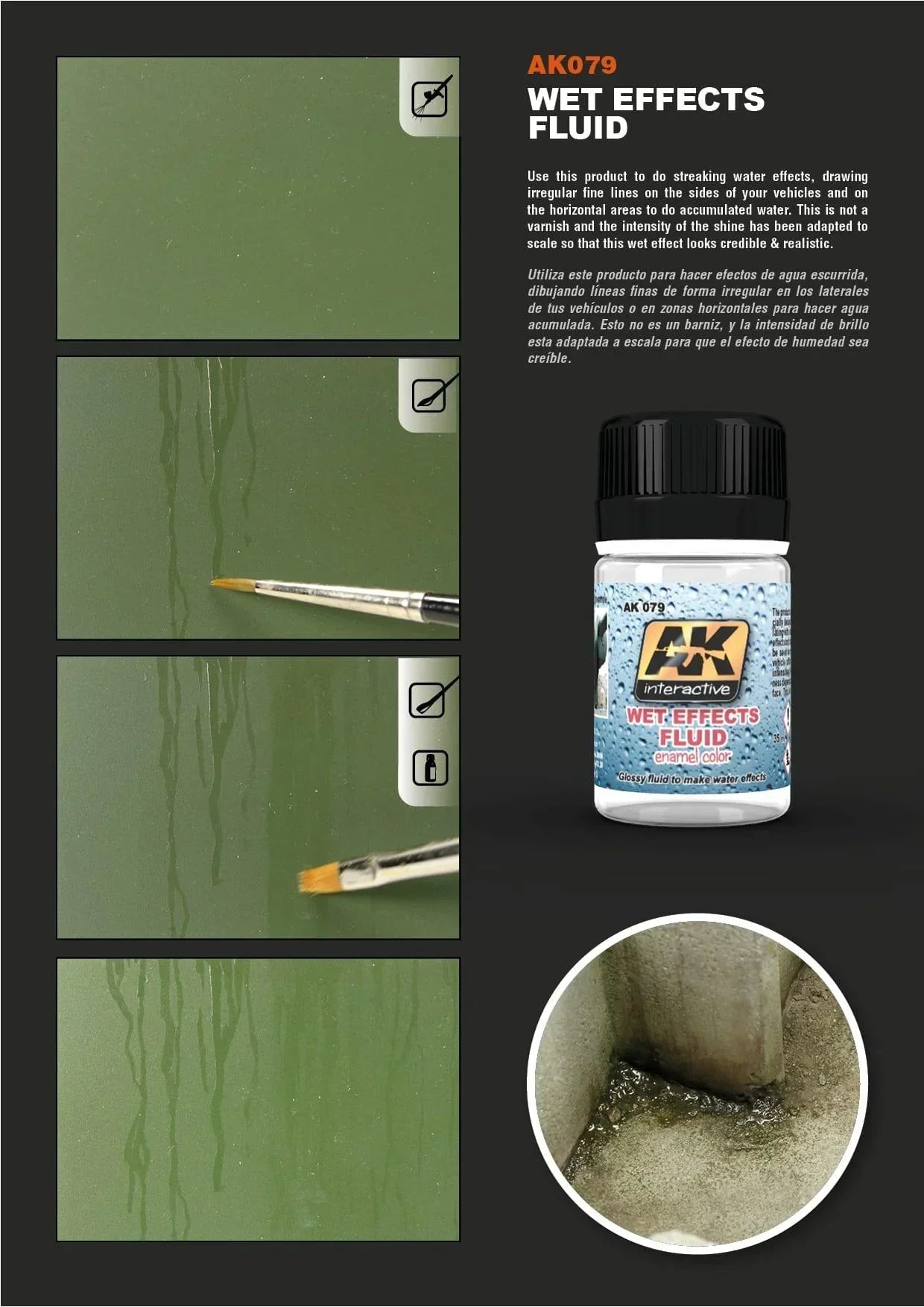 AK Interactive AK079 Weathering Wet Effects Fluid Enamel 35ml - A-Z Toy Hobby