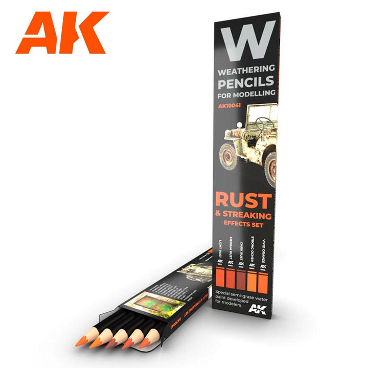 AK Interactive AK10041 Weathering Pencils Rust & Streaking Effects Set - A-Z Toy Hobby