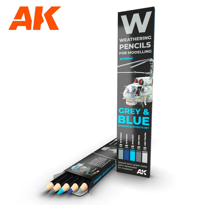 AK Interactive AK10043 Weathering Pencils Gray & Blue Shading & Effects Set - A-Z Toy Hobby