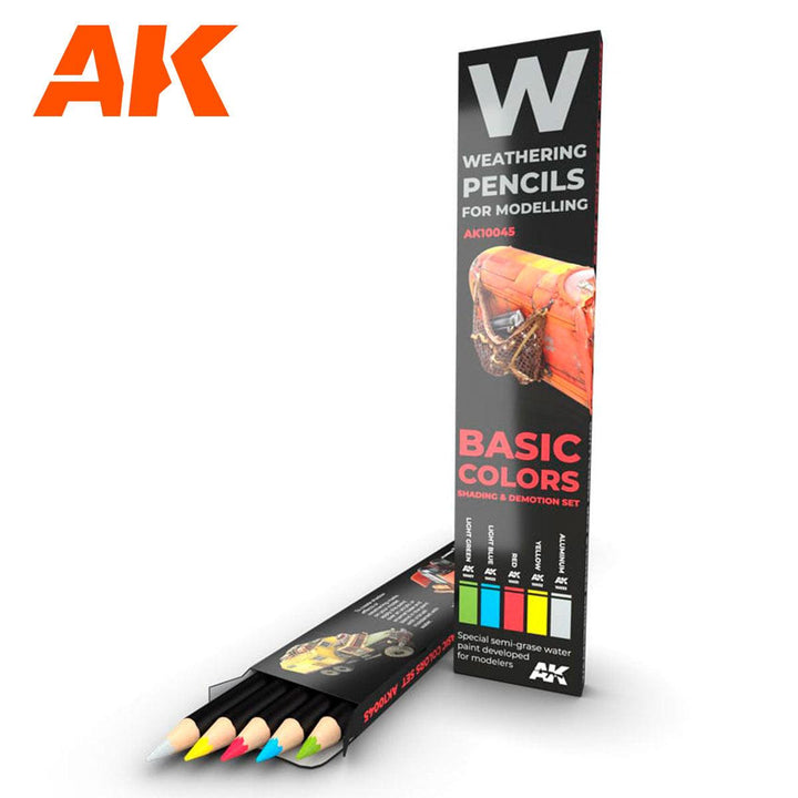 AK Interactive AK10045 Weathering Pencils Basic Colors Shading & Demotion Set - A-Z Toy Hobby