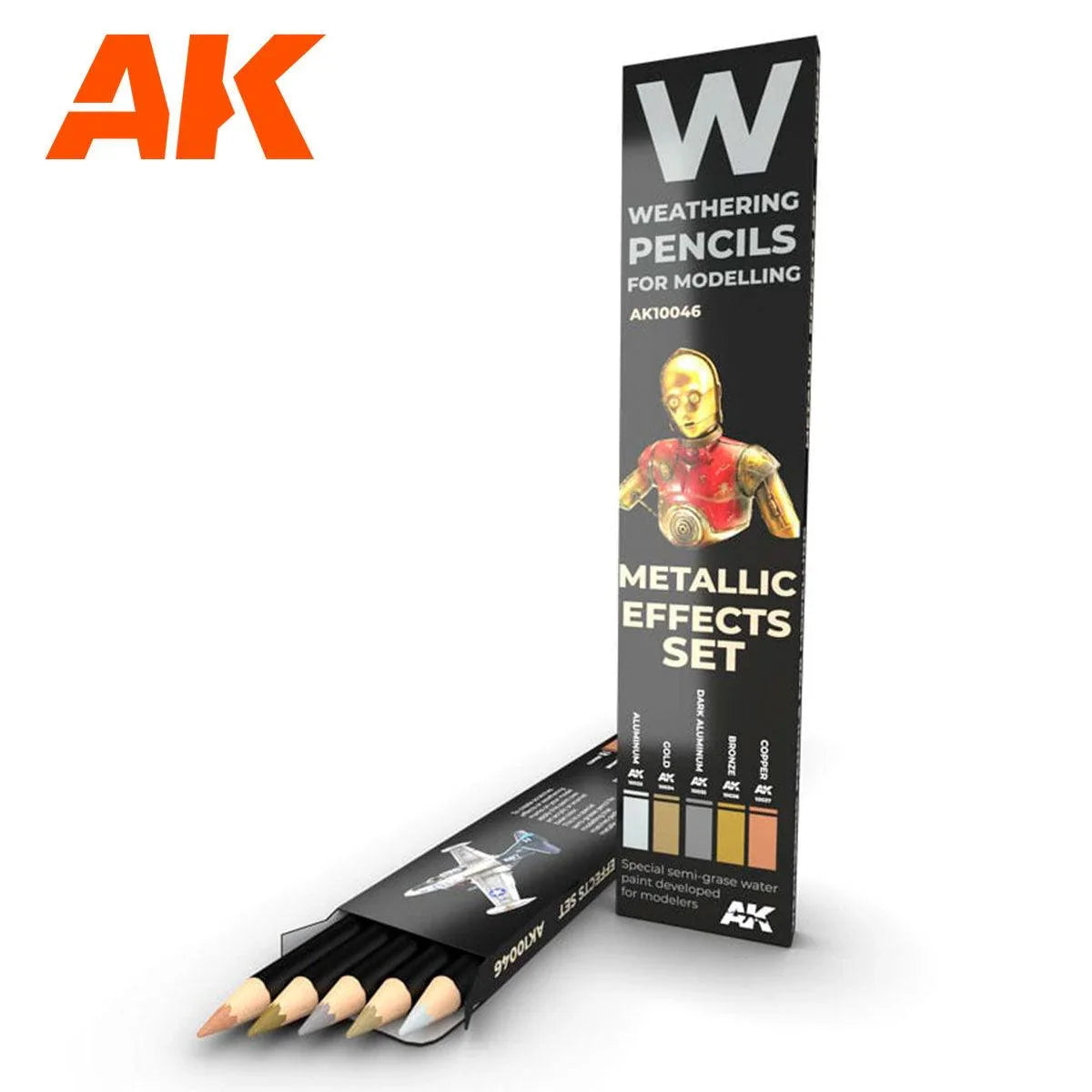AK Interactive AK10046 Weathering Pencils Metallic Effects Set - A-Z Toy Hobby