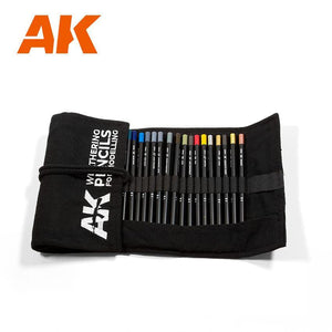 AK Interactive AK10048 Weathering Pencils Full Range Cloth Case - A-Z Toy Hobby