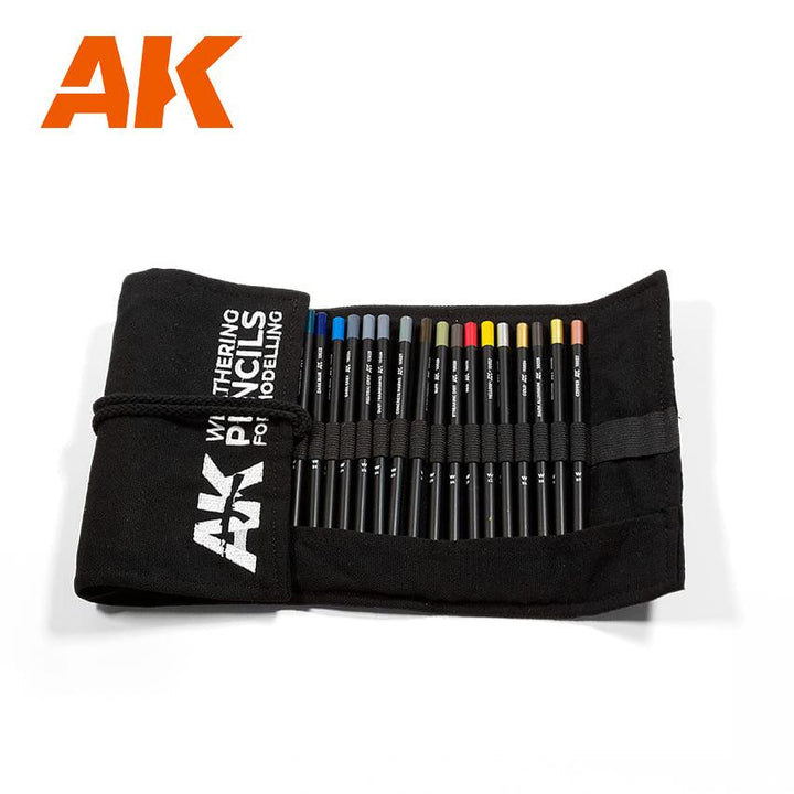 AK Interactive AK10048 Weathering Pencils Full Range Cloth Case - A-Z Toy Hobby