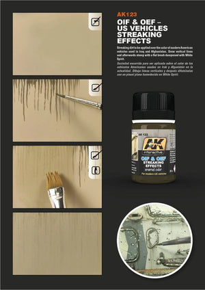 AK Interactive AK123 Weathering OIF & OEF US Vehicles Streaking Effects Enamel 35ml - A-Z Toy Hobby