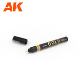 AK Interactive AK1301 Metallic Liquid Markers Gold 1mm - A-Z Toy Hobby