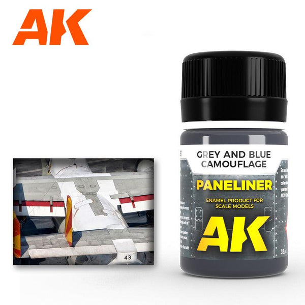 AK Interactive AK2072 Weathering Paneliner For Gray And Blue Camouflage Enamel 35ml - A-Z Toy Hobby