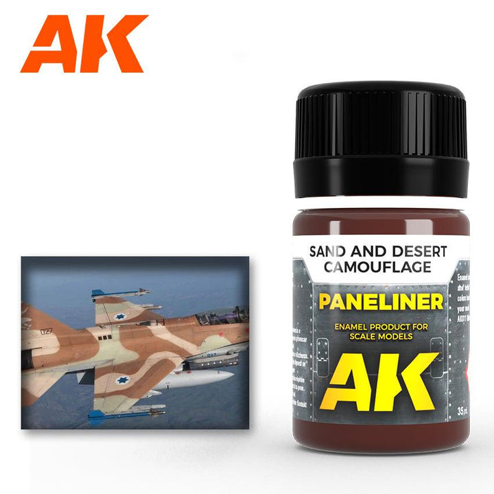 AK Interactive AK2073 Weathering Paneliner For Sand And Desert Camouflage Enamel 35ml - A-Z Toy Hobby