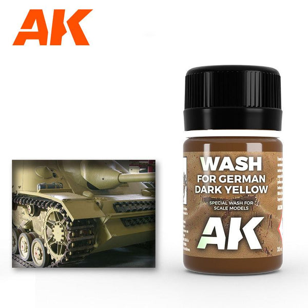 AK Interactive AK300 Weathering Dark Yellow Wash Enamel 35ml - A-Z Toy Hobby