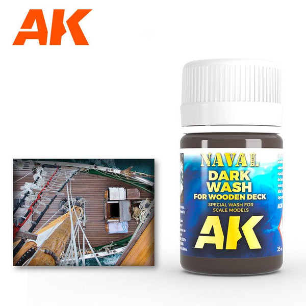 AK Interactive AK301 Weathering Naval Dark Wash For Wood Deck Enamel 35ml - A-Z Toy Hobby