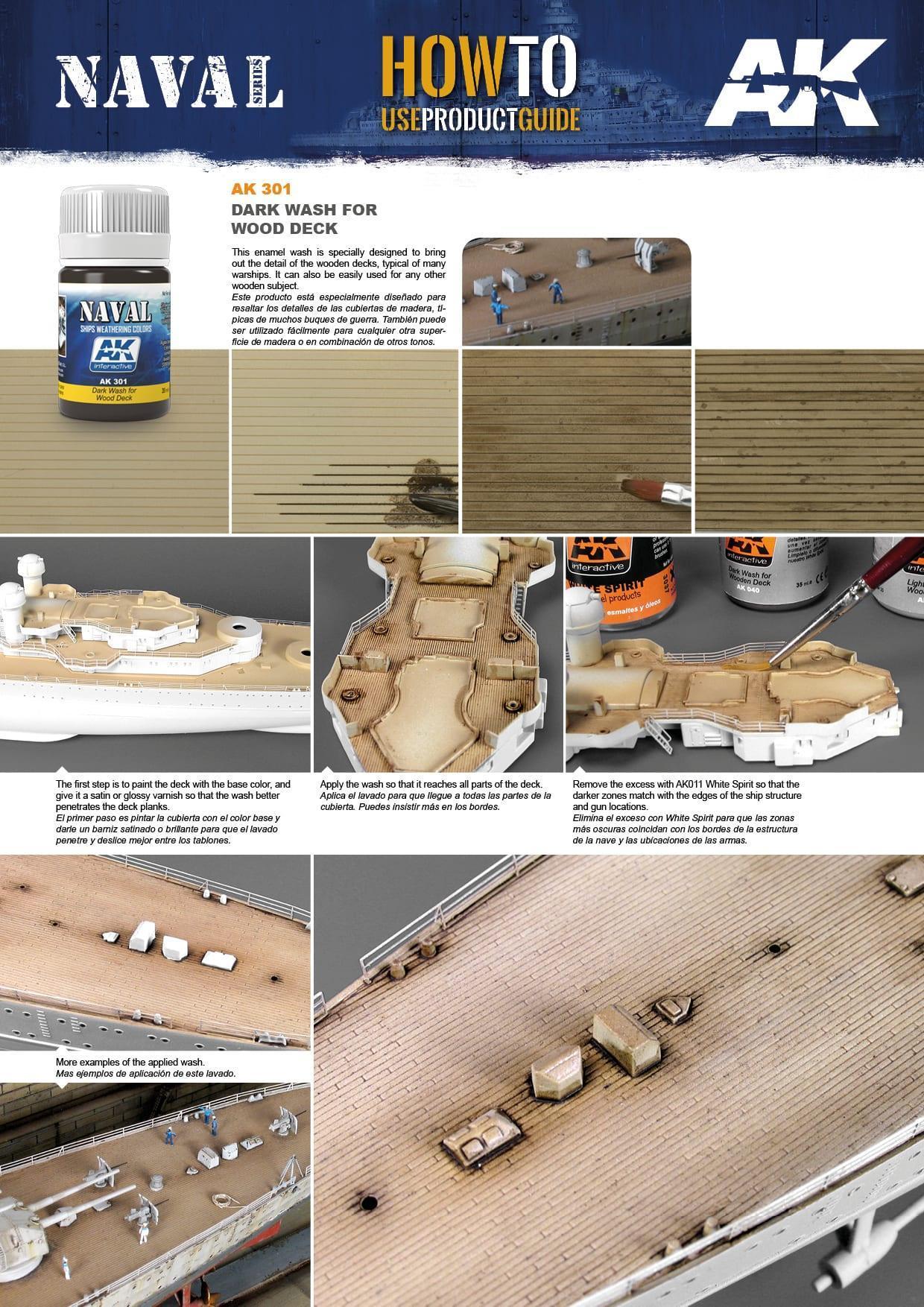 AK Interactive AK301 Weathering Naval Dark Wash For Wood Deck Enamel 35ml - A-Z Toy Hobby