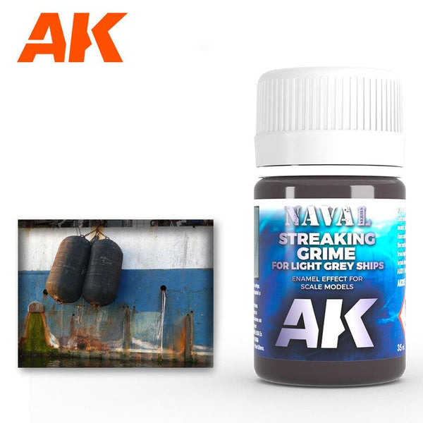 AK Interactive AK305 Weathering Streaking Grime For Light Gray Ships Enamel 35ml - A-Z Toy Hobby