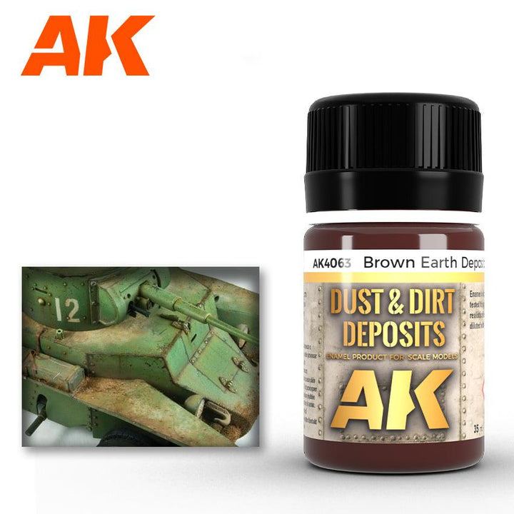 AK Interactive AK4063 Weathering Brown Earth Deposits Enamel 35ml - A-Z Toy Hobby