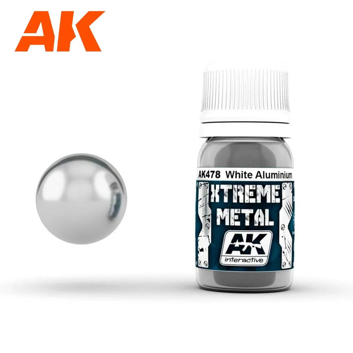 AK Interactive AK478 Xtreme Metal White Aluminum 30ml - A-Z Toy Hobby