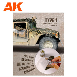 AK Interactive AK8061 Camouflage Net Personalized White Type 1 - A-Z Toy Hobby