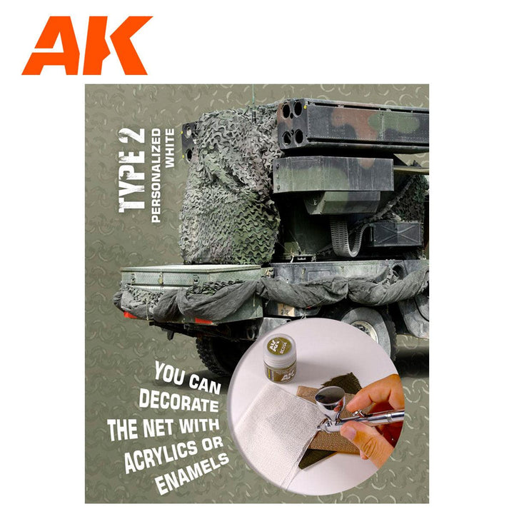 AK Interactive AK8063 Camouflage Net Personalized White Type 2 - A-Z Toy Hobby