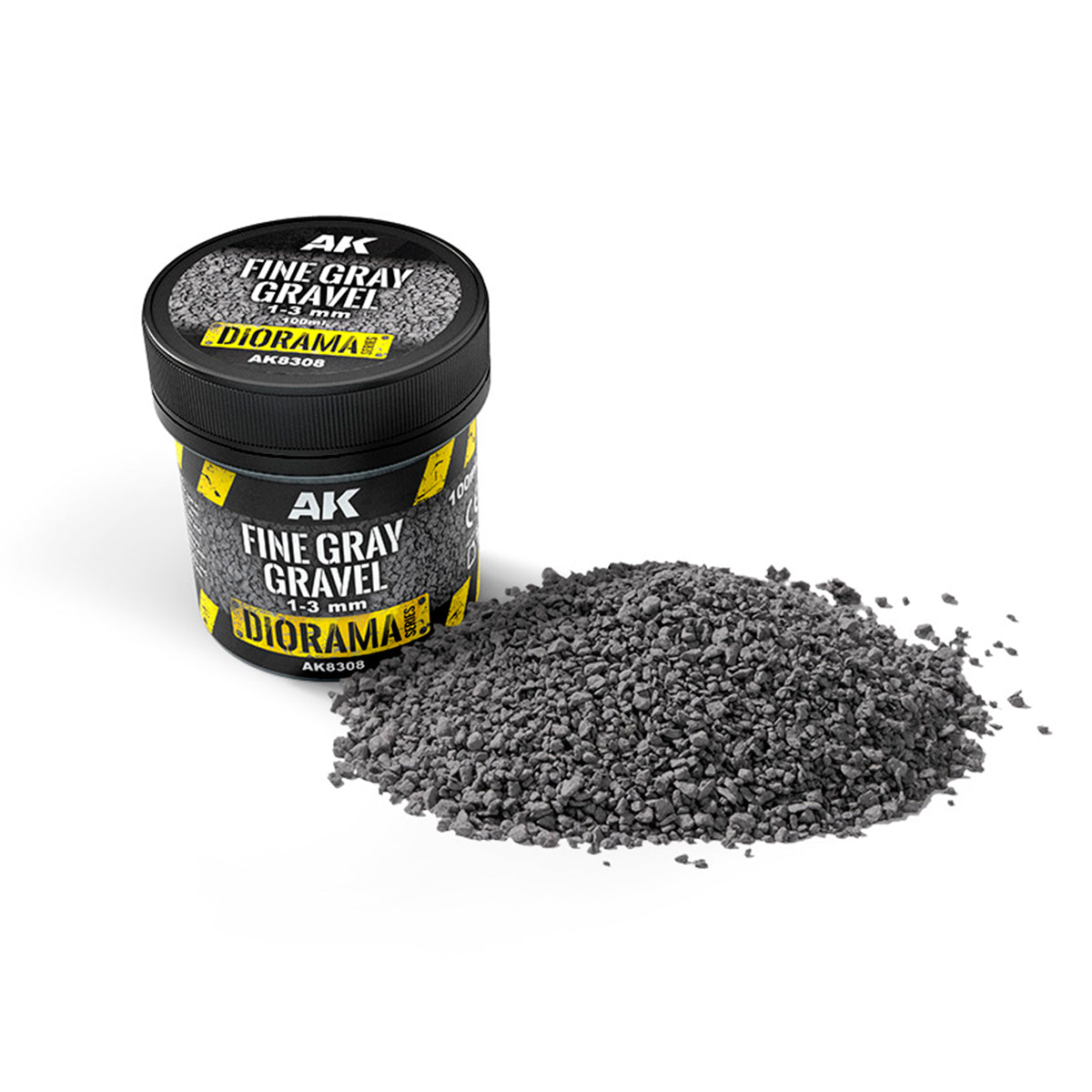 AK Interactive AK8308 Diorama Fine Gray Gravel 1 - 3mm 100ml - A-Z Toy Hobby