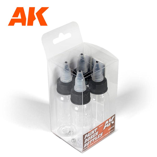 AK Interactive 9046 Paint Doser 30ml Bottles with Shaker Ball (4 pcs) - A-Z Toy Hobby