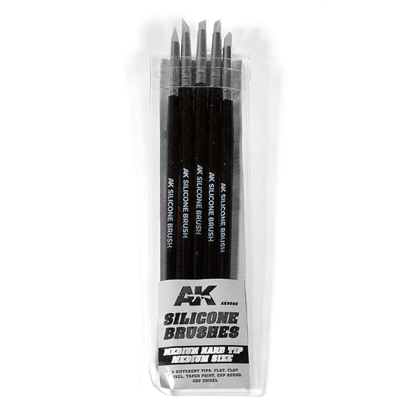 AK Interactive AK9086 Silicone Brushes Medium Hard Tip - Medium (5pcs)