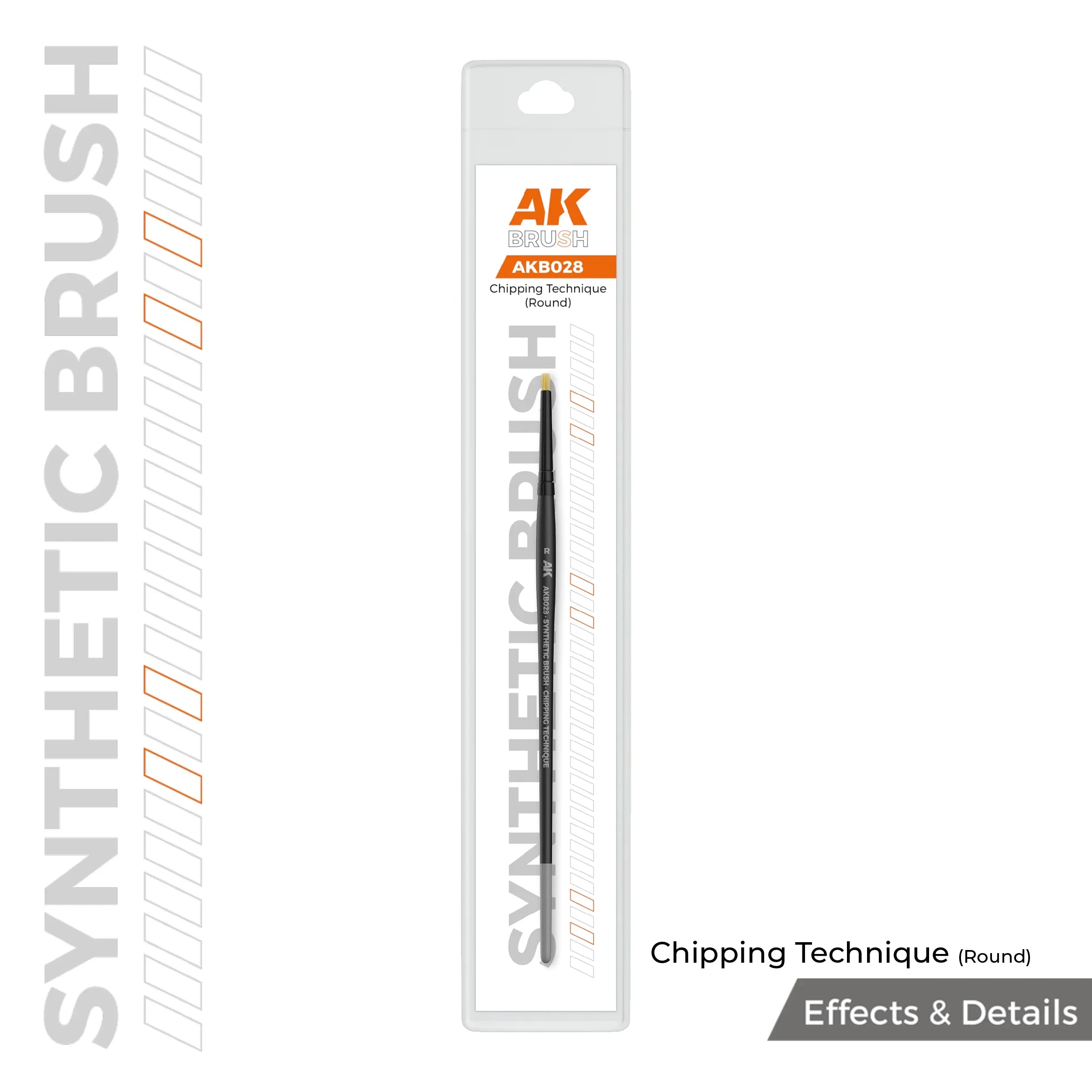 AK Interactive AKB028 Chipping Technique (Round) Brush - A-Z Toy Hobby