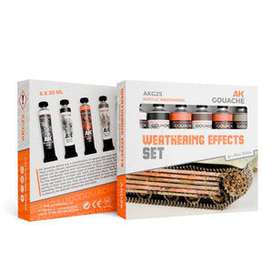 AK Interactive AKG25 Gouaches Weathering Effects Set - A-Z Toy Hobby