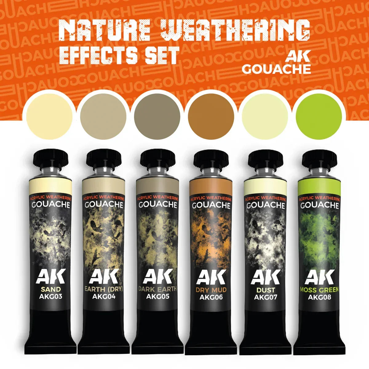 AK Interactive AKG26 Gouaches Nature Weathering Effects Set - A-Z Toy Hobby