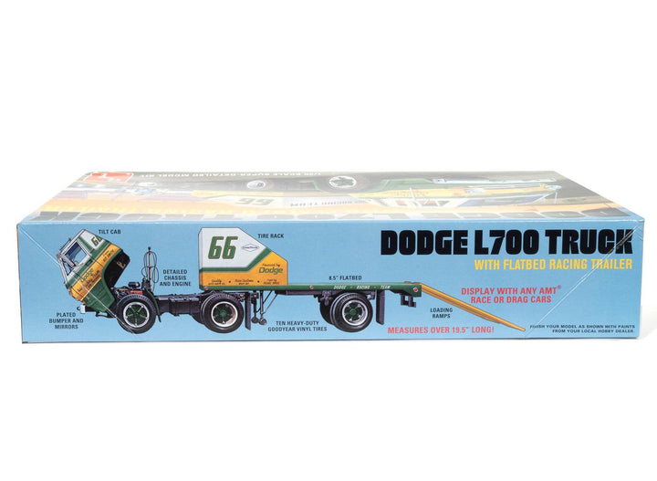 AMT 1966 Dodge L700 Truck w/Flatbed Racing Trailer 1/25 Model Kit - A-Z Toy Hobby