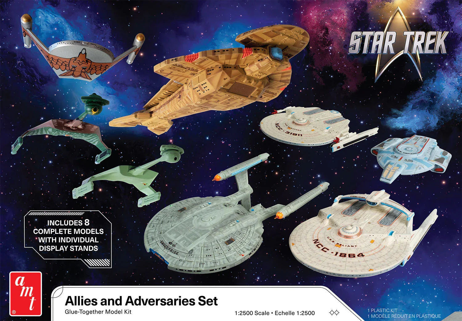 AMT 1443 Star Trek Adversaries & Allies Ship Set 1/2500 Model Kit - A-Z Toy Hobby
