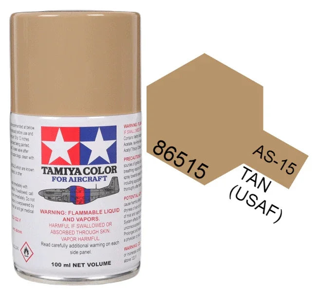 Tamiya 86515 AS-15 Tan (USAF) Aircraft Lacquer Spray Paint 100ml - A-Z Toy Hobby