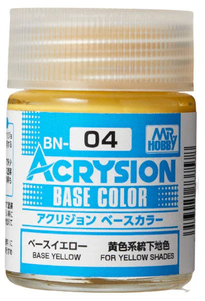 Mr. Hobby BN04 Acrysion Base Color Yellow Paint 18ml - A-Z Toy Hobby