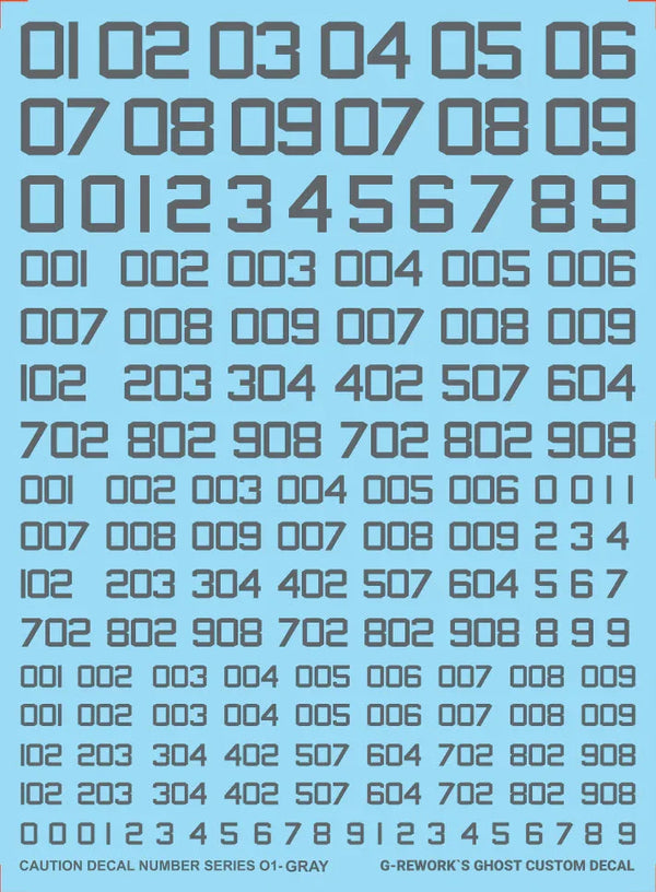 G-Rework Custom Caution Number Series 01 Gray Water Decal