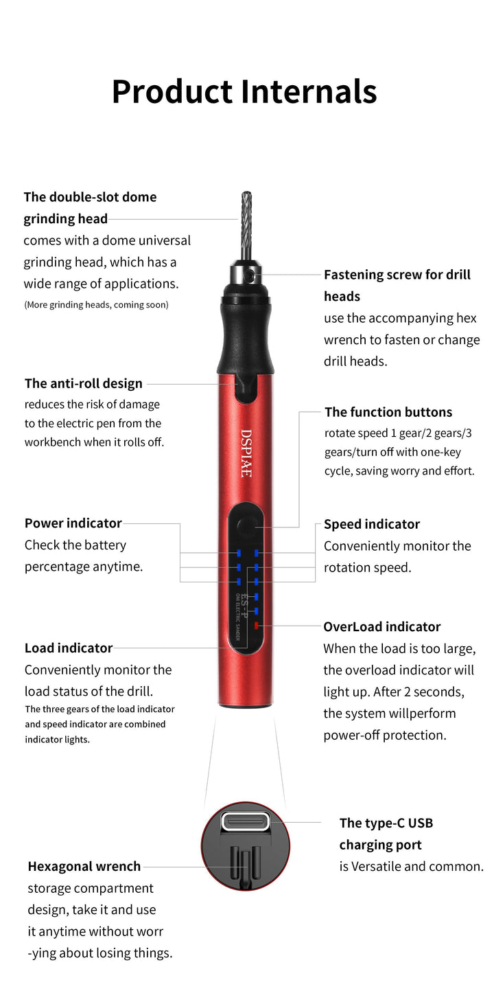 DSPIAE Portable Electric Sanding Grinding Pen ES-P - A-Z Toy Hobby