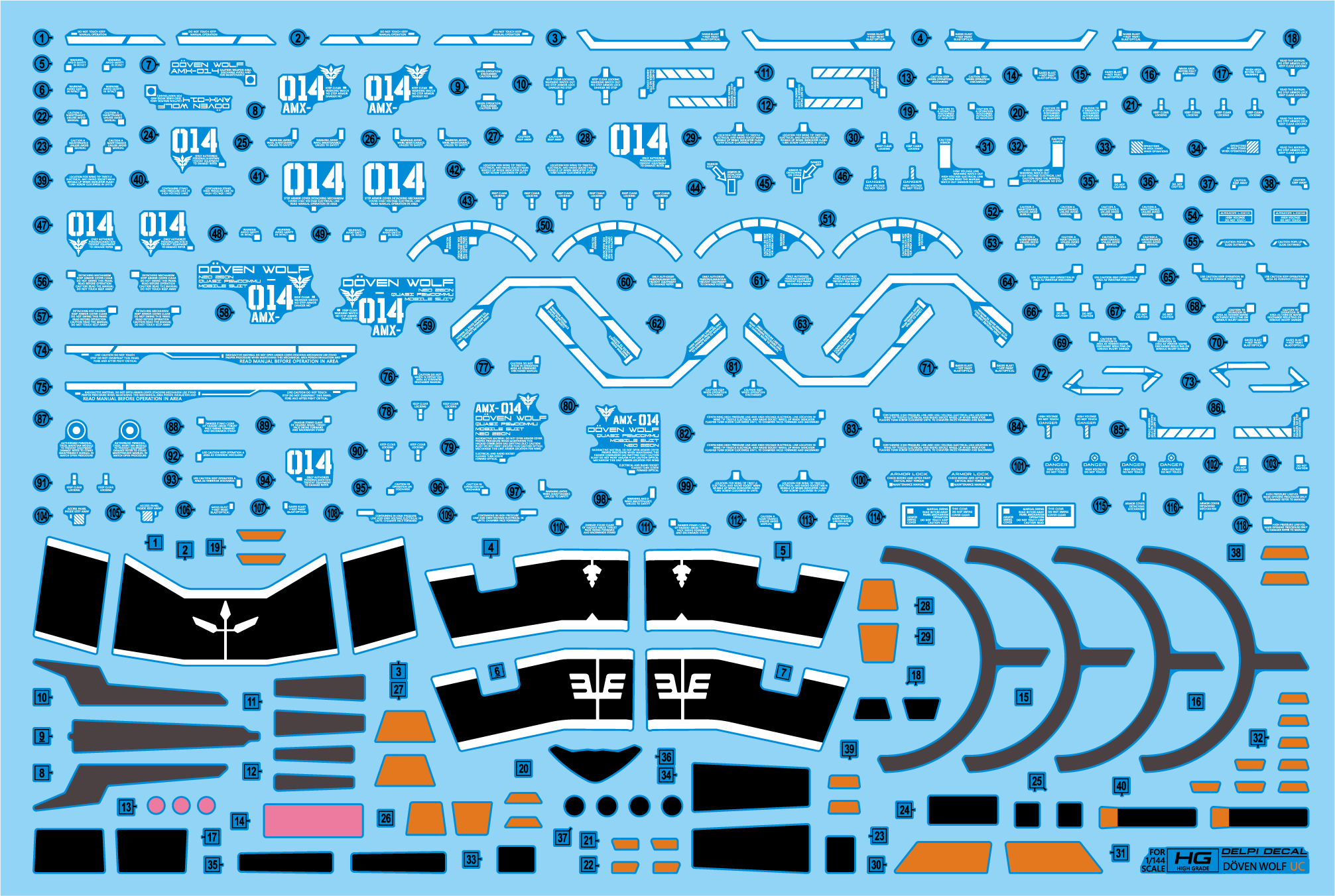 Delpi Water Decal For HG Doven Wolf Unicorn Ver. - A-Z Toy Hobby